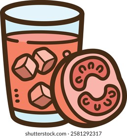 Tomato drink vector doodle illustration and graphic