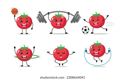 Tomato Exercise Sport Activity Vector Illustration Sticker