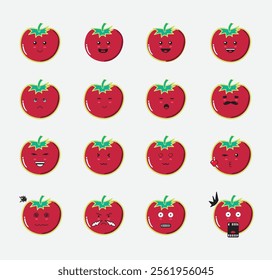 Tomato with Expression Illustration Set good for Sticker, Emoji Project, or Element Design