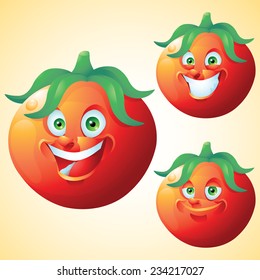 Tomato face expression cartoon character set