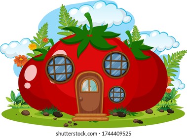 Tomato fairy house isolated illustration