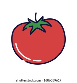 Tomato filled-outline simple icon in white isolated background. Red vegetable clip art.