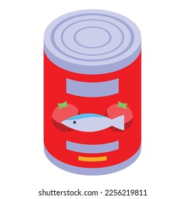 Tomato fish tin can icon isometric vector. Sardine food. Oil food