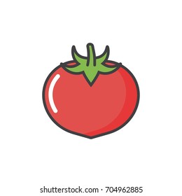 Tomato flat color line icon.