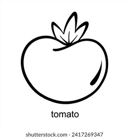 Tomato Flat Design - For Children Coloring Pages