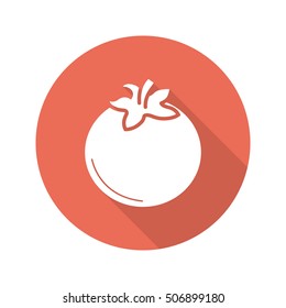 Tomato flat design long shadow icon. Vector silhouette symbol