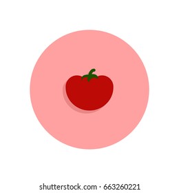 Tomato flat icon. Round colorful button, circular vector sign, logo illustration. Flat style design