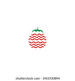 Tomato flat icon. Simple style farm poster background symbol. Logo design element. T-shirt printing. Vector for sticker.