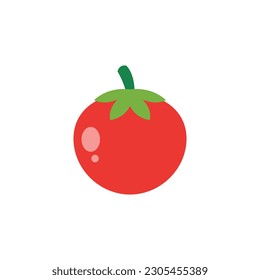 Tomato In Flat Icon Style Isolated on a White Background - Fruits Icon Vector Illustration. 