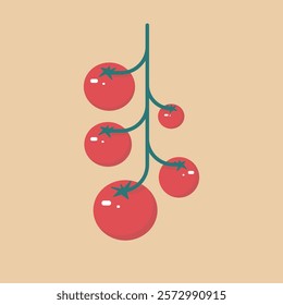 Tomato flat illustration cartoon branch