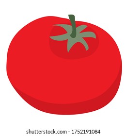 tomato flat, isolated object on a white background, vector illustration,