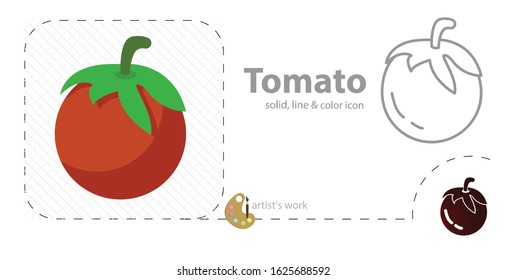 tomato flat, solid, line icon