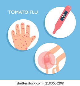 Tomato Flu symptoms illustration concept