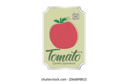 Tomato food emblem, label. Bioproduct packaging. Natural product.