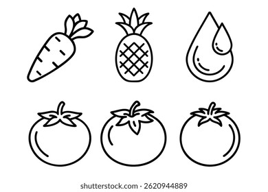 Tomato and foods icons set vector illustration on white background