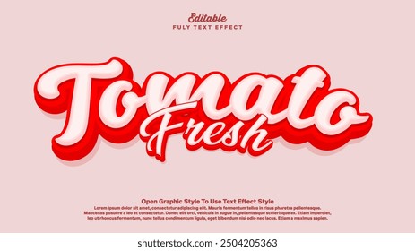 Tomato fresh 3d editable text effect template.