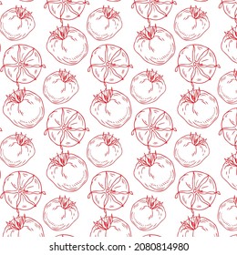 Tomato fresh fruit seamless abstract pattern on white background vector design