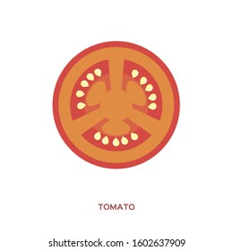 Tomato. Fresh slice on white background. Front view.