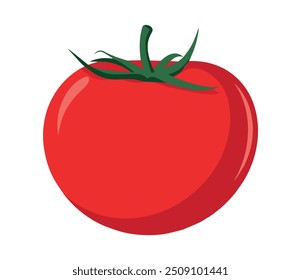 Tomato fresh vegetable vector concept. Healthy diet flat style illustration. Isolated green food, can be used in restaurant menu, cooking books and organic farm label