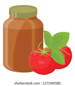 
Tomato frito inside a container for making fast food more delicious 
