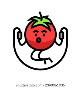 tomato fruit fitness character color icon vector. tomato fruit fitness character sign. isolated symbol illustration