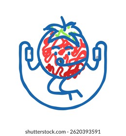 tomato fruit fitness character doodle icon sketch vector. tomato fruit fitness character sign. isolated symbol illustration