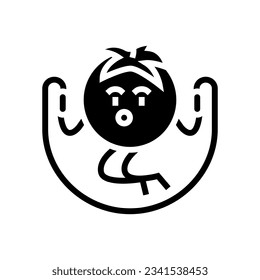 tomato fruit fitness character glyph icon vector. tomato fruit fitness character sign. isolated symbol illustration