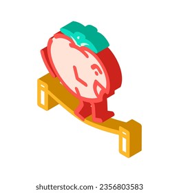 tomato fruit fitness character isometric icon vector. tomato fruit fitness character sign. isolated symbol illustration