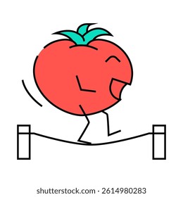 tomato fruit fitness character line icon vector. tomato fruit fitness character sign. isolated symbol illustration