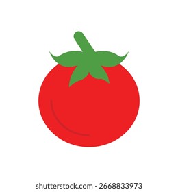 Tomato Fruit Flat Color Icon: Healthy Food and Fresh Produce
