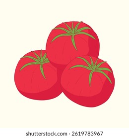 Ilustración de icono de dibujos animados de diseño plano de fruta de tomate