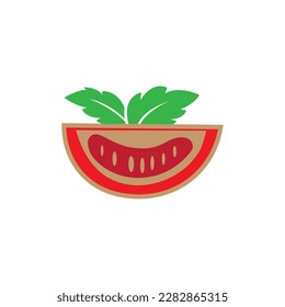 tomato fruit icon logo design vector color illustration