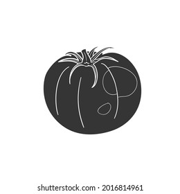 Tomato Fruit Icon Silhouette Illustration. Vegetable Food Vector Graphic Pictogram Symbol Clip Art. Doodle Sketch Black Sign.