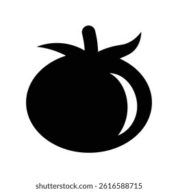 tomato fruit vector, icon or logo, the design is very simple, it has black color and round circle, the design looks very easy, you can download our vector as you wish