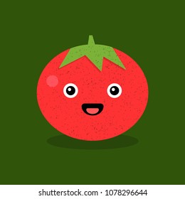 Tomato Fruit Vector Illustration with Smiley Face
