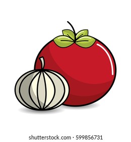 tomato and garlic vegetable icon
