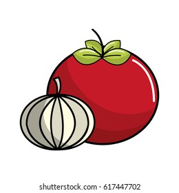 tomato and garlic vegetable icon
