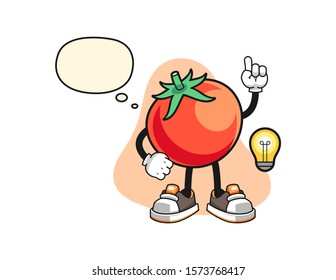 Tomato gets an idea cartoon. Mascot Character vector.