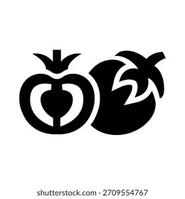 ícone de glifo de tomate gráfico vetorial de ilustração. Elemento simples ilustração vetor gráfico, adequado para aplicativo, sites e apresentações isolados no fundo branco