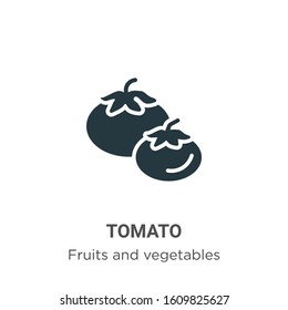 Tomato glyph icon vector on white background. Flat vector tomato icon symbol sign from modern fruits collection for mobile concept and web apps design.