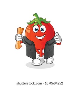 tomato graduation vector. cartoon character