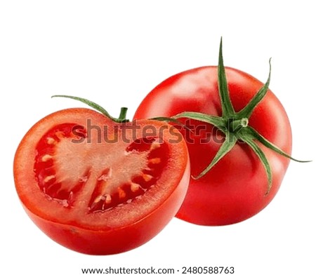 tomato with half of tomato isolated on png transparent background