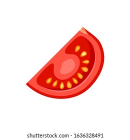 Tomato half Slice isolated on white background. Flat natural food icon. Vector illustration