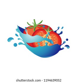 Tomato Healthy Natural Vegetable in Fresh Water Splash