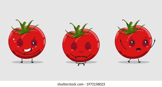Tomato healthy red vegetable illustration character icon animation cartoon mascot expression 