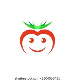 tomato heart shape funny character face clipart vector design