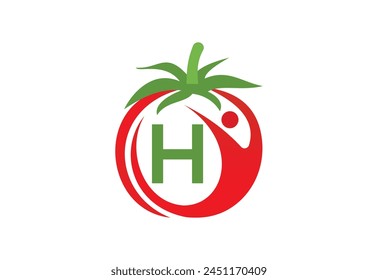 Tomato Human with latter H logo template