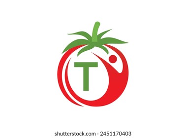 Tomato Human with latter T logo template