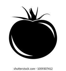 Tomato icon black and white. Vector vegetable illustration