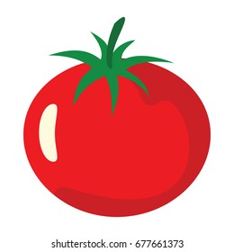 Tomato icon in cartoon flat style isolated object vegetable organic eco bio product from the farm vector illustration.